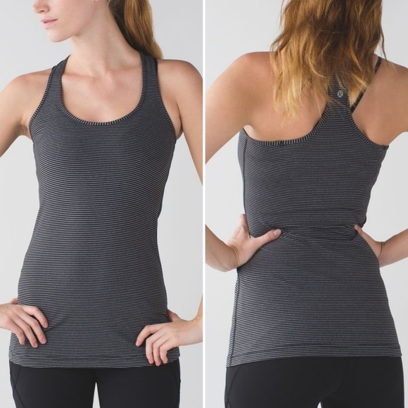 Lululemon Cool Racerback Mini Pop Stripe Black Heathered Slate - Picture 1 of 10